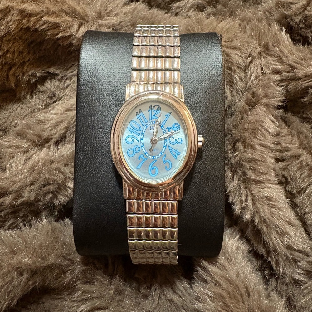 Silver Women's Watch with Blue Dial
